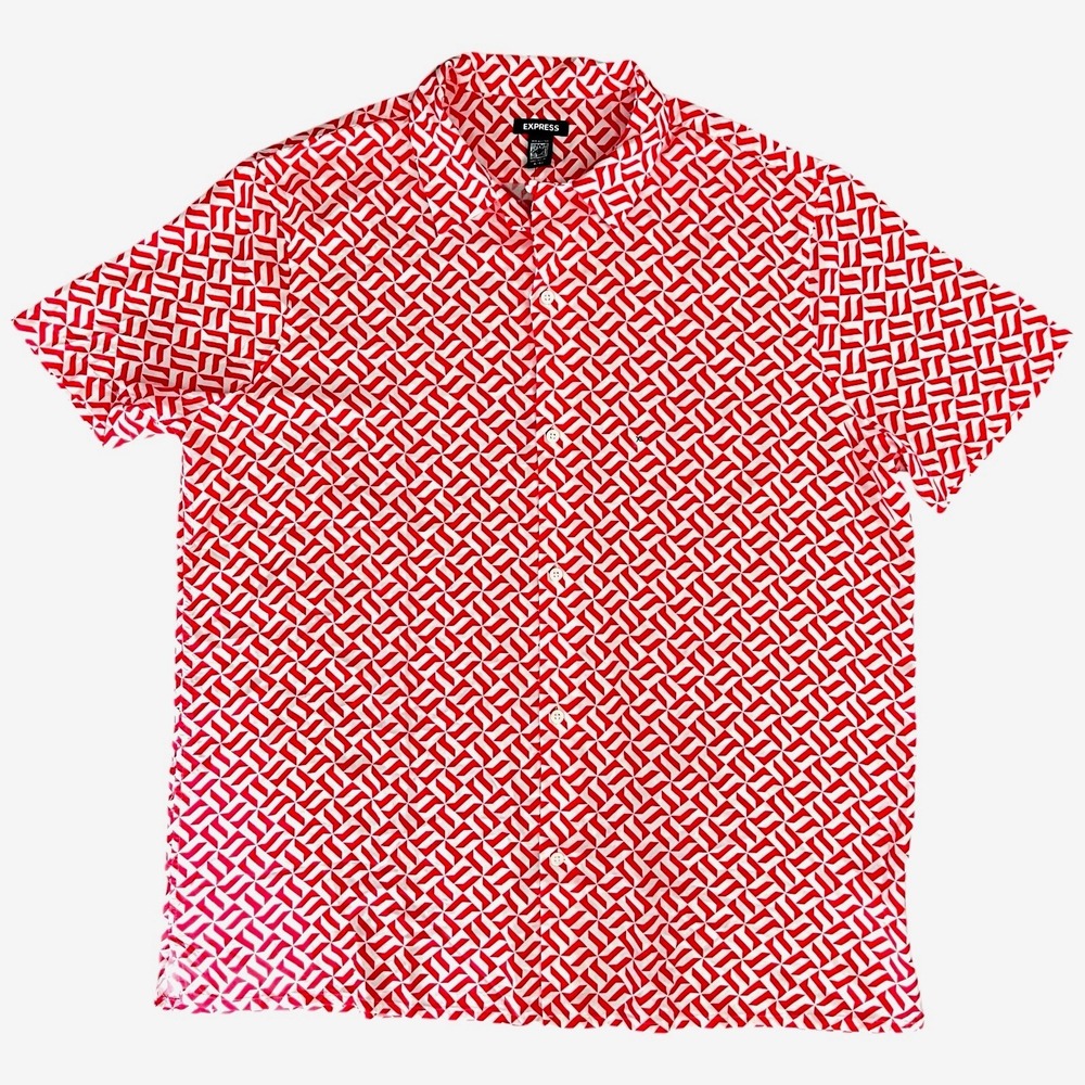 Express Shirt Short Sleeve Men's Size XL Tall Button Down Light Orange White